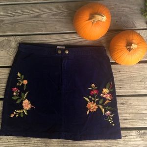Mossimo Embroidered Corduroy Floral Skirt